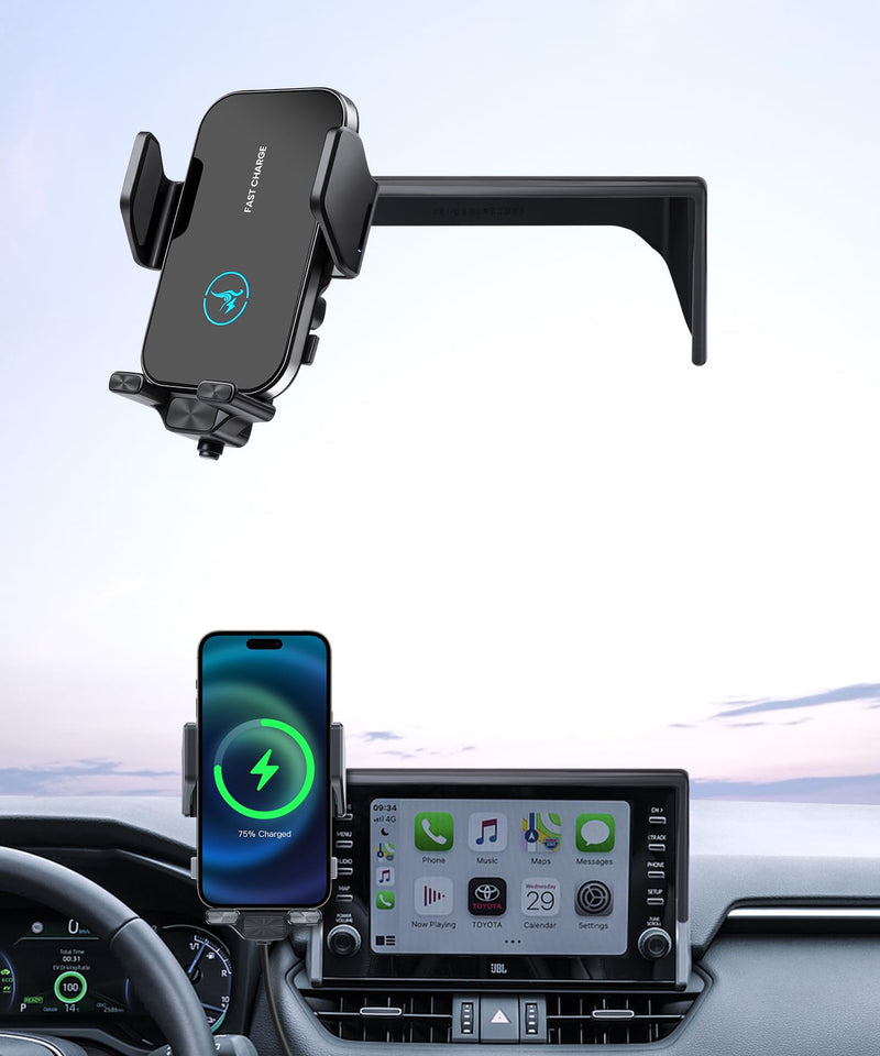 Wireless Charger Car Phone Holder for Toyota RAV4 2019-2025, 7/8" Screen | RAV4/RAV4 Hybrid 2019-2025,Auto Clamp Cell Phone Mount Accessories 15W Qi Fast Charging Stand Compatible with iPhone Android
