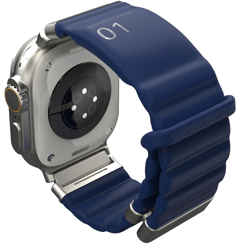 Energy Link Compatible with Apple Watch Band 44mm 45mm 49mm for Women Man, Band Charging, Silicone material, Outdoor Waterproof, Blue