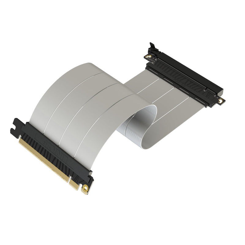 LINKUP PCIE 5.0 Riser Cable | for Vertical GPU Mount | Straight | Graphics Card GPU Ready | Usable with PCIe 4.0 & RX9070/ RTX5090 | 25cm (Total Length: 29cm) White 25cm - v2