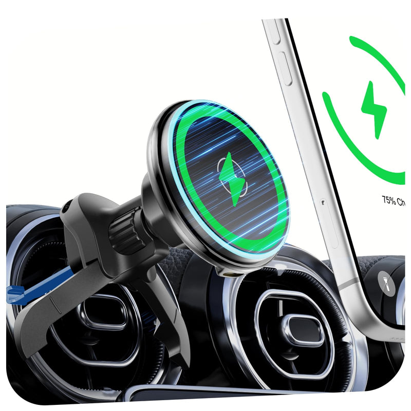 15w Charger Car Phone Mount for Magsafe, Air Vent Car Mount Magnetic Wireless Phone Holder for Mercedes Benz A/B/C/E/V/G/Class & Audi A1/A3/A3 for iPhone 17 16 15 14 13 12 Pro Max, Black Charger Air Vent Car Mount
