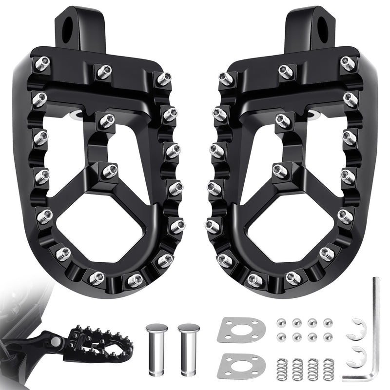 PBYMT CNC Wide Foot Pegs 360° Roating, Stainless Steel Joint MX Chopper Bobber Style Fit For Harley Davidson Dyna 1993-2017, Fatboy 1990-2017, Iron 883 2009-2017, Sportster 883