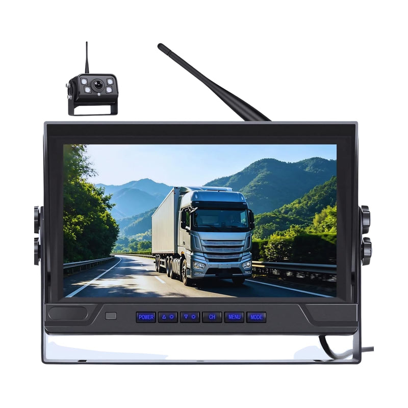9 Inch Wireless Backup Camera for Truck RV Backup Camera Wireless, 4 Channels Split Screen, BSD Alert, Night Vision, IP68K Waterproof, for Truck, Pickup, Trailer, Cars - Parking Safety