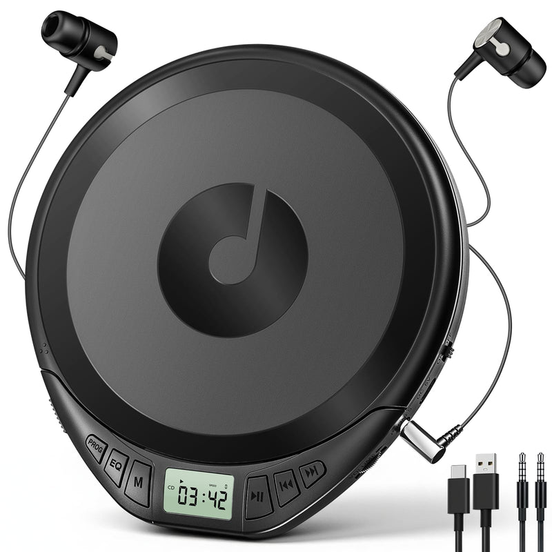 [AUSTRALIA] - Portable CD Player with Headphones KOVCDVI CD Player Portable for Car with Anti-Skip & Shockproof,CD Discman with LCD Display,AUX Cable and Earphone for Sport Home Outdoor Black 