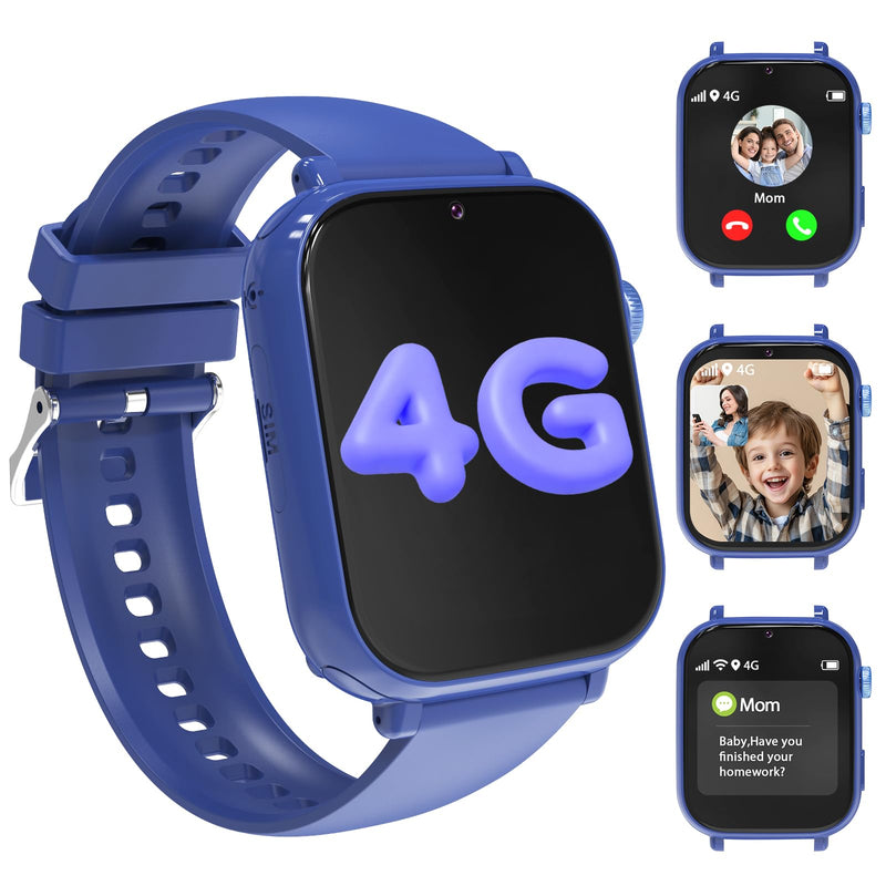 Kids smart Watches for Boys Girls 4g GPS Call Text-Smart Watch for Kids Game Camera Pedometer Alarm Clock Calculator-Kid Watches Gifts for Boys Girls 4-12 Blue