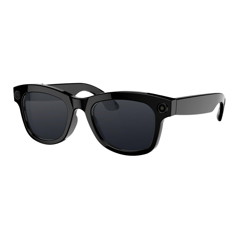 Smart Camera Glasses with Real-Time AI Language Translation, UV400 Sunglasses with Video Recording Camera, Men Women Translator Bluetooth Eyewear with Open-Ear Audio for Outdoor Travel Driving Vlog Black