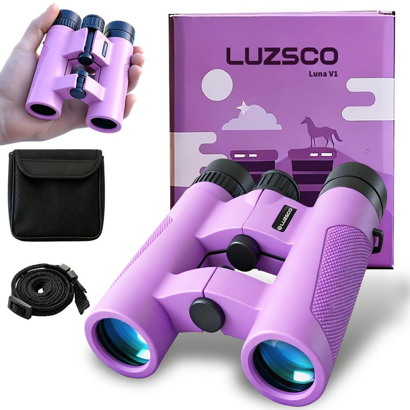 [AUSTRALIA] - Binoculars for Kids 8-12, 10x25 Kids Binoculars for Nature Exploration, HD Childrens Binocular for Bird Watching, Hiking, Camping, Outdoor Adventure - Purple 