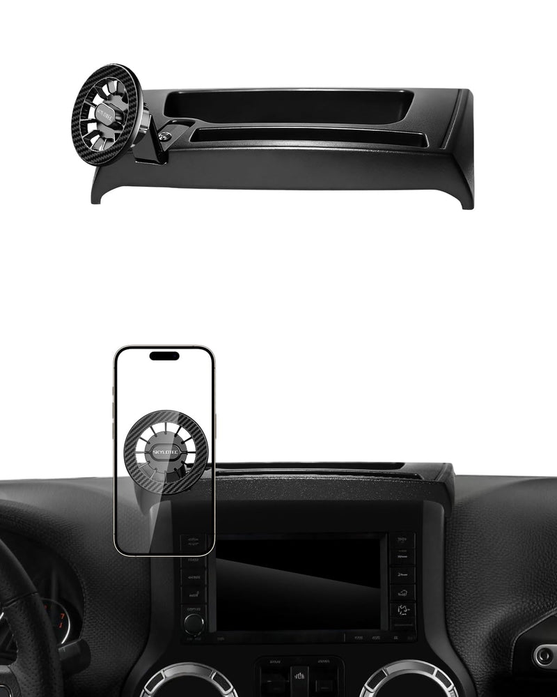 SKYLOTEC Magnetic Phone Mount for Jeep Wrangler JK JKU 2011-2018 | for MagSafe Cell Phone Holder for Wrangler Accessories Dashboard Mount Dash Tray, Car Cradles Magnets for iPhone Samsung Wrangler JK JKU 2011–2018