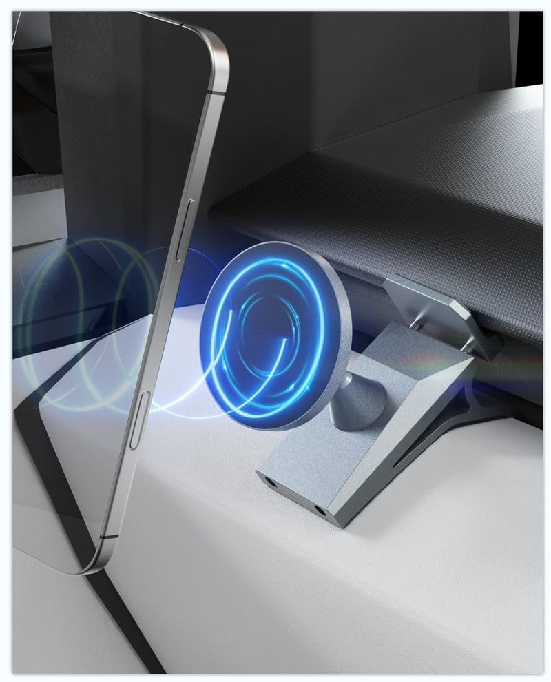 Phone Mount for Tesla Cybertruck The Ultimate Magnetic Phone Holder for Tesla Cybertruck Accessories | 360° Adjustable All-Metal Dash Mount with Strong Magnets Secure Clip-On Design Leaves No Residue Cybertruck, Dashboard