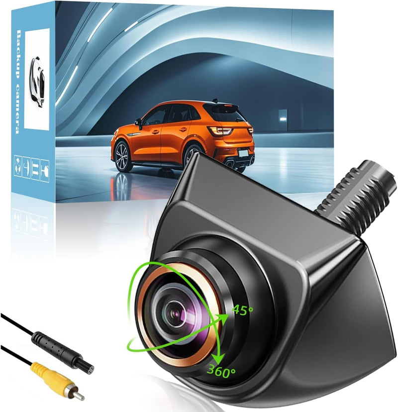1080P AHD Backup Camera with 170° Wide Angle, 360° Rotatable, Night Vision, IP69K Waterproof - Front/Rear/Side View Reverse Camera for Trucks, Cars, SUVs (1080P) 1080P