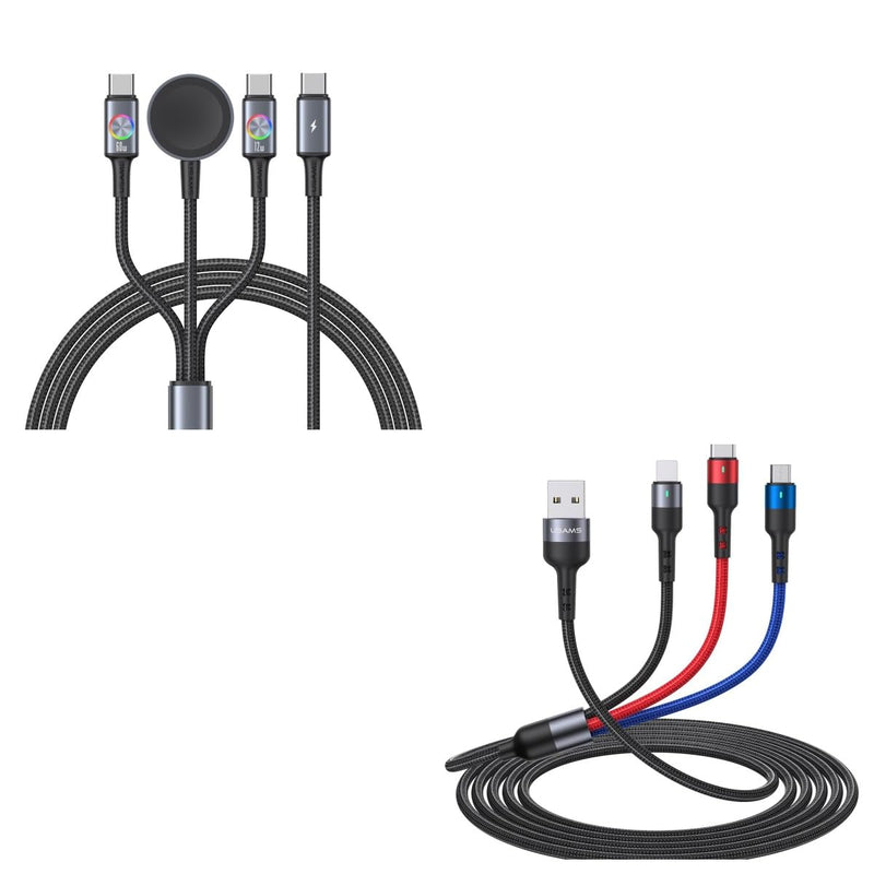 72W Super Fast Dual USB-C Charging Cable for iWatch+USAMS 2Pack 10ft Multi Charging Cable Short Charging