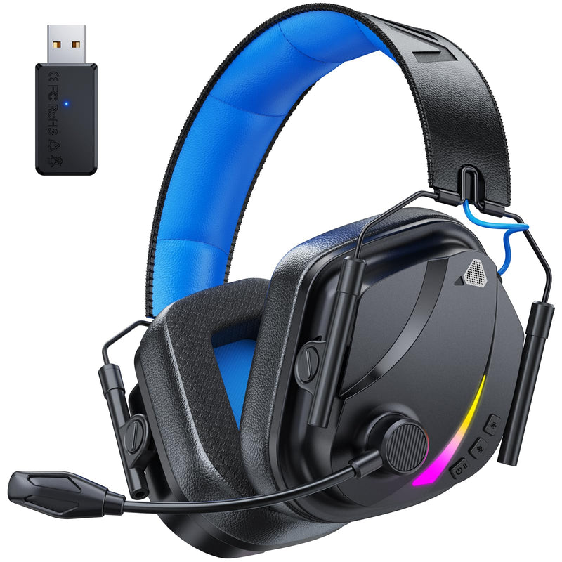 Vakedy Wireless Gaming Headset for PS5, PS4, PC, 2.4GHz Low-Latency & Bluetooth 5.4 Gaming Headphone with Noise Canceling Mic, 50mm Drivers, 50H Battery Wireless Headset for Switch, Mobile, Mac