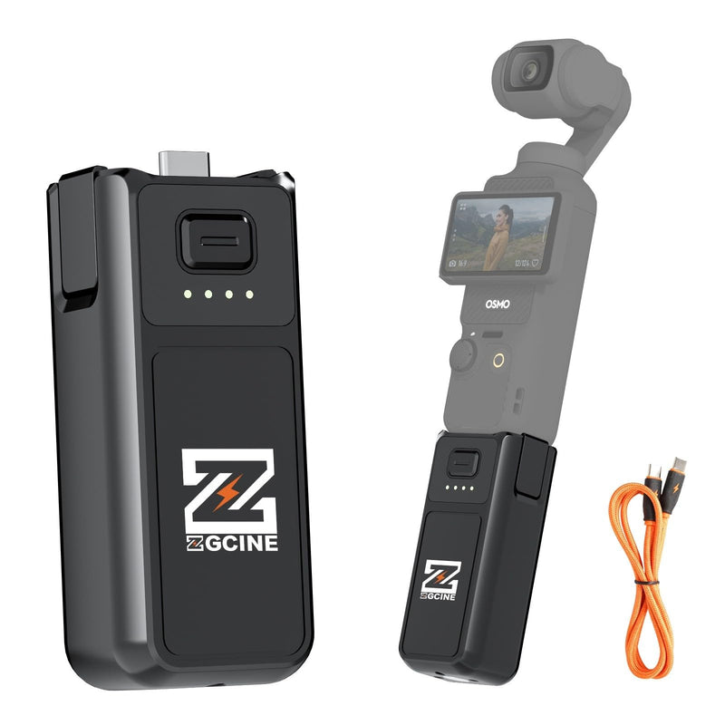 ZGCINE PK-H01 Battery Handle for DJI OSMO Pocket 3, 7.7V/1600mAh (1.0X Charge), 17W PD Fast Charging, Battery Grip with 1/4" Thread + Arri Hole