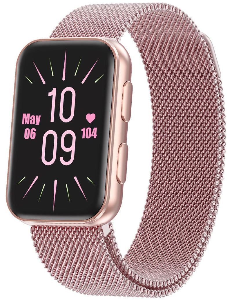 MorePro Health Fitness Tracker with Blood oxy-gen Monitor and 24/7 Heart Rate and Blood Pressure, Sleep Monitor, 120+ Sport Modes Waterproof Fitness Watch for Women Men Android iOS, Active Pink