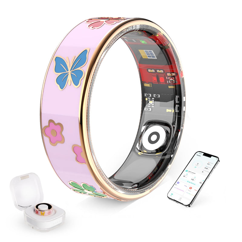 Elegant Smart Ring for Women & Men, Fitness & Health Tracker with 24/7 Heart Rate Monitoring, Sleep Tracking, Blood Oxygen (SpO2) Monitor, IP68 Waterproof, Step Counter, for iOS & Android (Pink, 9) Pink