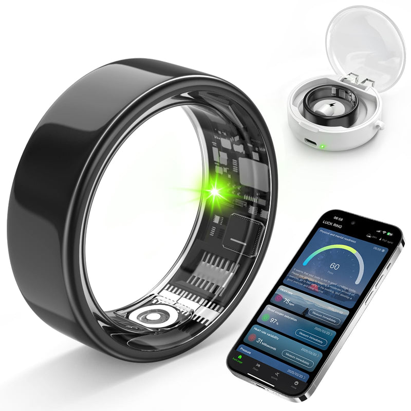 Smart Ring with Sleep Monitoring, Step Counting, Heart Rate, Blood Oxygen for iOS and Android, No Subscription Fee, IP68 Waterproof Health Tracker (Black, 11)