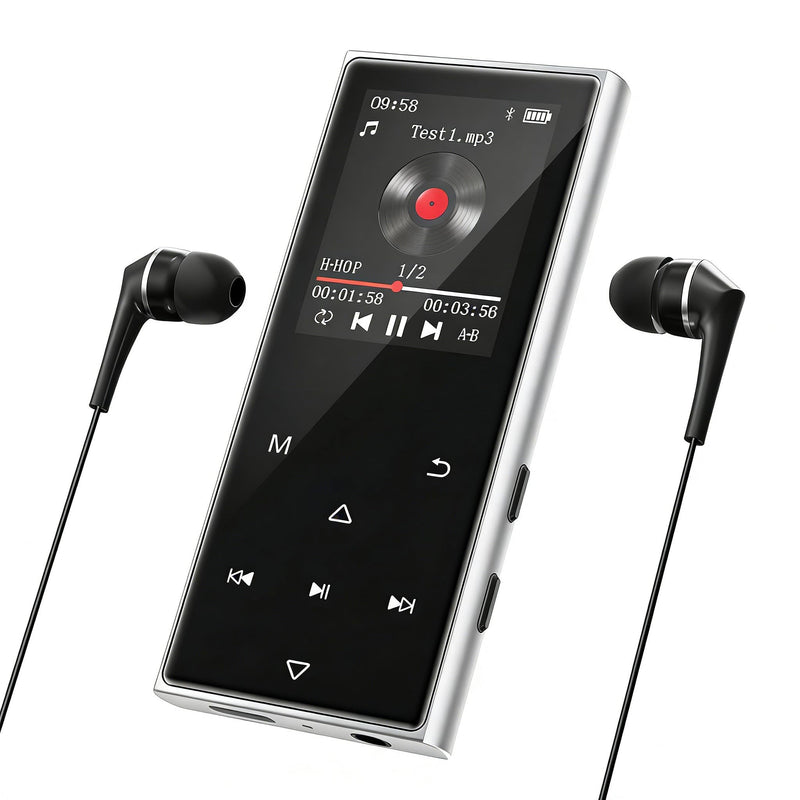 [AUSTRALIA] - 128GB MP3 Player with Bluetooth 5.3, AGXOV Music Player with Built-in HD Speaker, FM Radio, Voice Recorder, HiFi Sound, E-Book, Earphones Included (1.77''128GB) 1.77''128GB 
