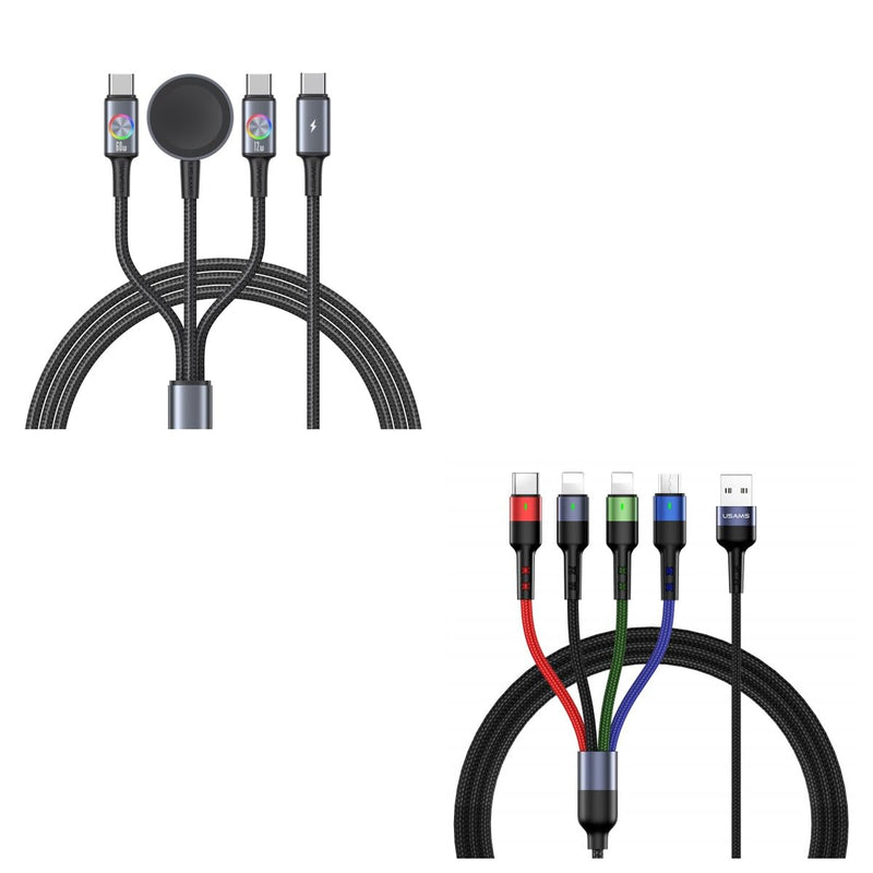 72W Super Fast Charging 3-in-1 Multi Charging Cable Dual USB-C Ports for iWatch+2Pack 10FT 4 in 1 Multi Charging Cable