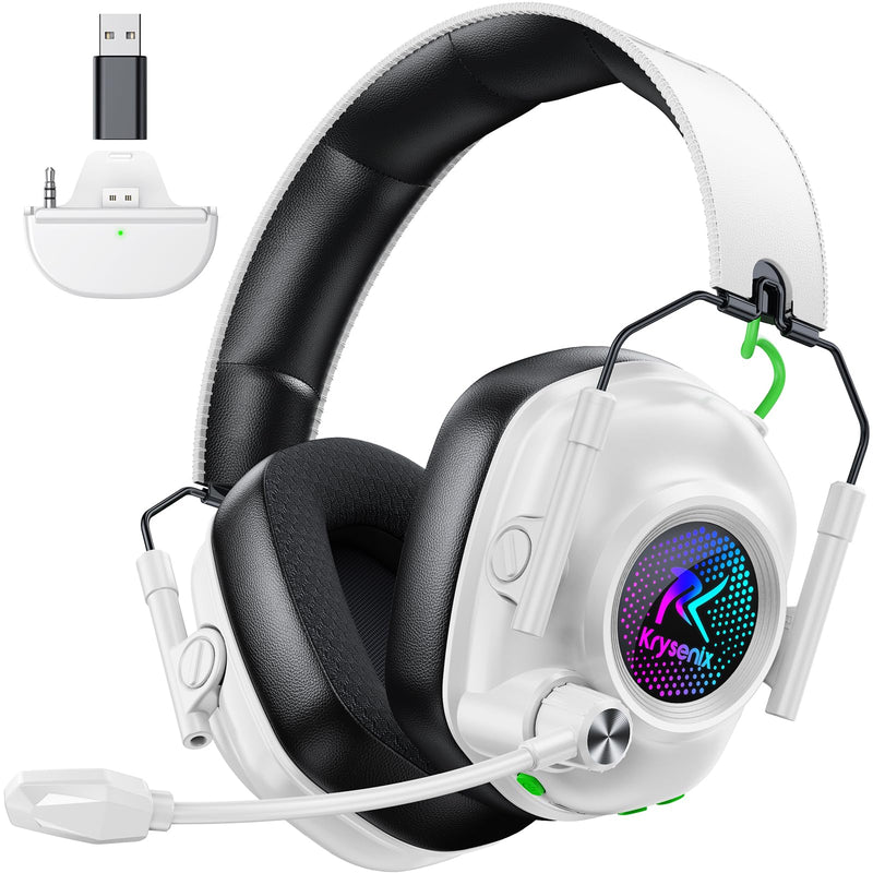 [AUSTRALIA] - Wireless Gaming Headset for Xbox Series X|S, Xbox One, PC, PS5, PS4, Mac, Switch, 2.4 GHz Wireless & Bluetooth 5.4 Gaming Headphones with Noise Canceling Microphone, 50Hr Battery, 50mm Drivers-White White 
