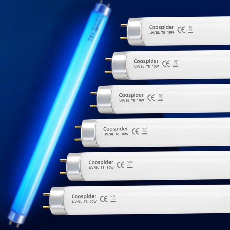 [AUSTRALIA] - COOSPIDER T8 F10 U/V BL 10W Replacement Light Bulb, CFL Fluorescent Straight Tube, Fluorescent Light for Home/Office, 13 Inch Light Tube for 20W Electric Zapper G13 Base, 10W 6PCS 10w-6-packs 
