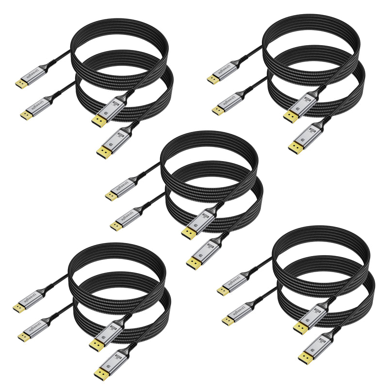 DisplayPort 1.2 Cable 6.6FT, 4K@60Hz, 2K@240Hz/165Hz/144Hz [5 Pack] | DisplayPort Cable 21.6Gbps for HDR HDCP 2.2, FreeSync G-Sync, Braided DP Cable for Gaming Monitor PC Laptop GPU 10