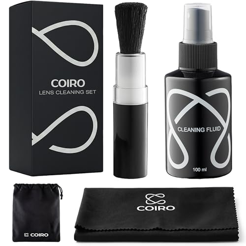 C Coiro Camera Lens Cleaning Kit 3in 1– Lens Cleaner Spray 100ml, Soft Brush & Microfiber Cloth – DSLR, Mirrorless Camera Cleaner Compatible for Canon, Nikon, Sony 3 IN 1