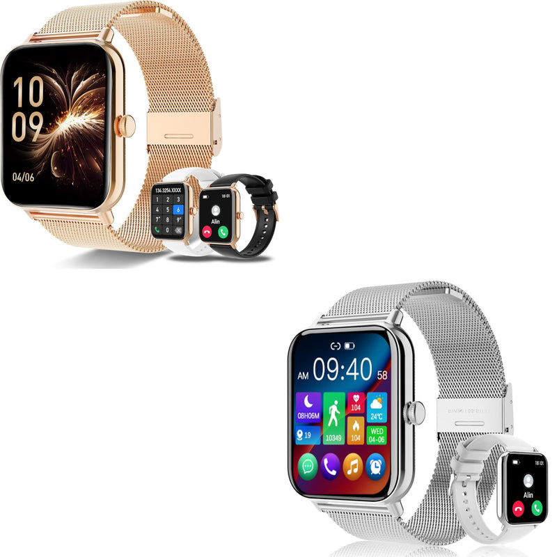 x2 Smart Watches for Women,1.83" HD with Calls and Messages/Heart Rate/Sleep/Female Cycle,Fitness Tracker Smartwatch for Android/iOS Compatible,Silver & Rose Gold