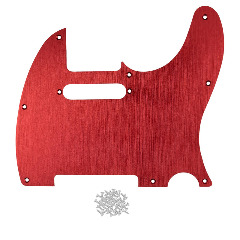 [AUSTRALIA] - 8 Hole Anodized Aluminum Tele Pickguard Scratch Plate for USA/Mexican Fender American Standard Telecaster Modern Style Electric Guitar (Red) Red-1ply (Anodized Aluminum) 