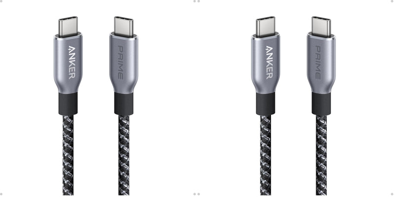 Anker Prime USB C to USB C Cable, 240W Fast Charging Cord, Upcycled-Braided Nylon with 100-Year Bend Durability for iPhone 17 Series, MacBook, Galaxy S24(1 FT) (Pack of 2)