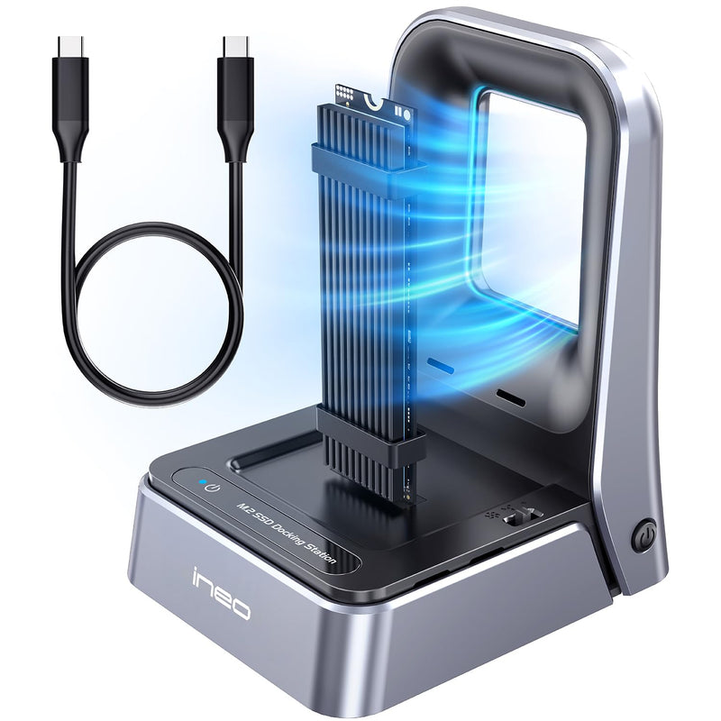 ineo Tool-Free USB 4.0 M.2 NVMe SSD Docking with Built-in Cooling Fan - Compatible with Thunderbolt 3/4 & USB 4/3/2 [2628 40G]