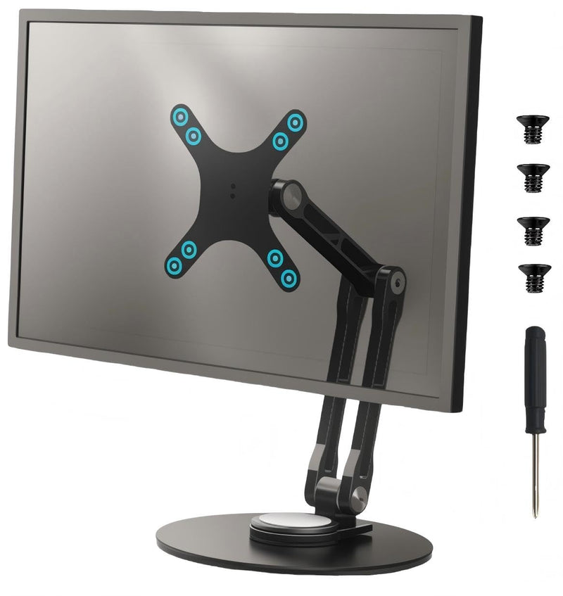 Portable VESA Monitor Stand for 15.6 Inch Monitors, Aluminum Portable Screen Mount for Desk with 360°Rotation Bases, Adjustable Secondary Travel Monitor Stand Compatible with 15.6/16/18.5 Inch - Black