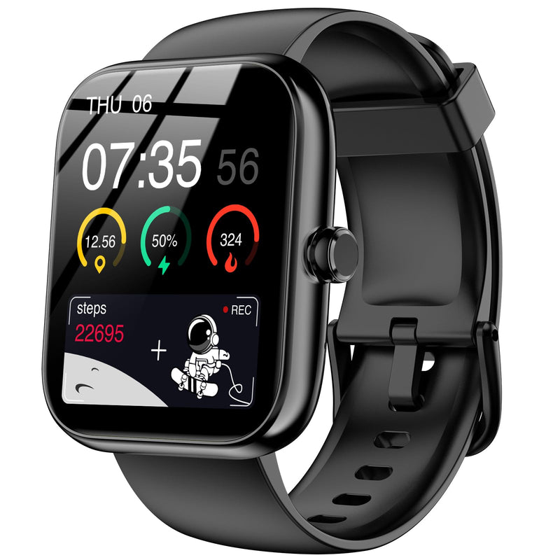 Smart Watch with Alexa Built-in, Bluetooth Calls/Notifications, 1.83" HD Health Fitness Tracker, 24/7 Heart Rate and Sleep Tracking, 120+ Sports Modes, IP68 Waterproof for iPhone and Android (Black)