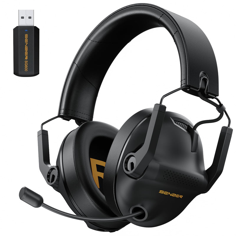 [AUSTRALIA] - SG600 Wireless Gaming Headset for PC, PS5, PS4, Laptop, Mac, Nintendo Switch, 2.4GHz & Bluetooth 5.3 Gaming Headphones with Noise Canceling Mic, Stereo Sound, 70+Hr Battery, 15ms Latency Black 