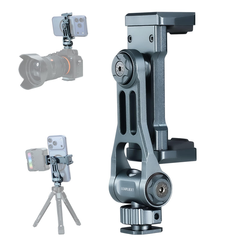 [AUSTRALIA] - Metal Camera Hot Shoe Phone Holder，Features a Cold Shoe Mount and Supports 360° Rotation，Phone Tripod Mount ，Compatible with iPhone 17/16/15/14, Samsung Galaxy，for Taking Videos and Photos 