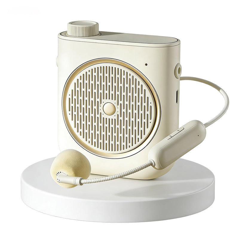 [AUSTRALIA] - Voice Amplifier with Wireless Microphone Headset, Voice Amplifier Wireless Microphone for Teachers, Mini PA System Speaker, Portable Voice Amplifier for Classroom, Speech,Tour Guide (Cream) 