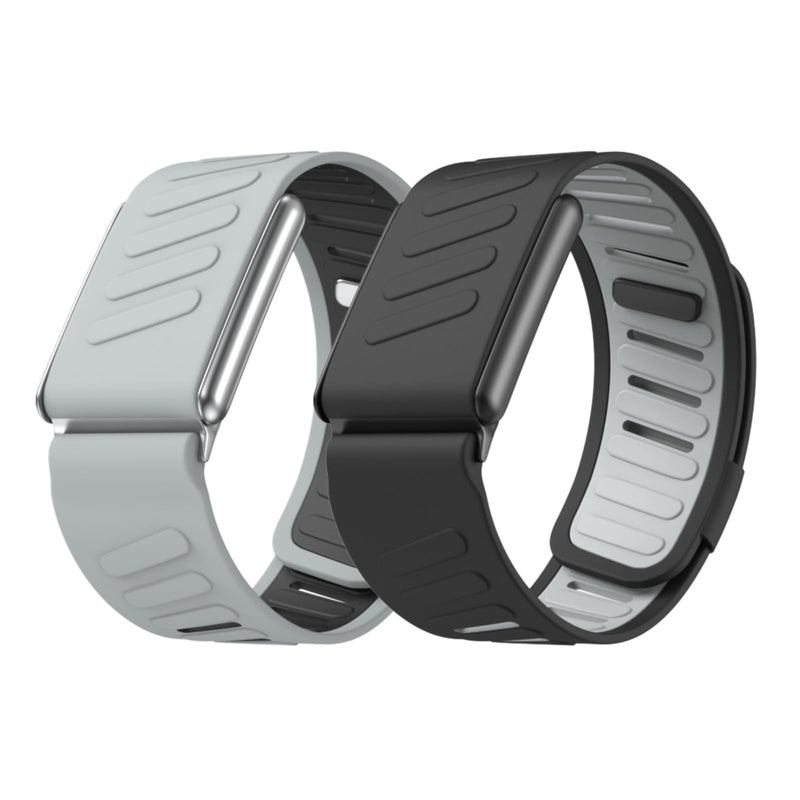Vanet 2 Pack Sport Bands Compatible with Whoop 5.0 Bands Peak/MG Life/One | Silicone Breathable Waterproof Wristbands Soft Adjustable Replacement Straps for Men Women [NOT for Gen 4] Black/Gray+Gray/Black One/Peak