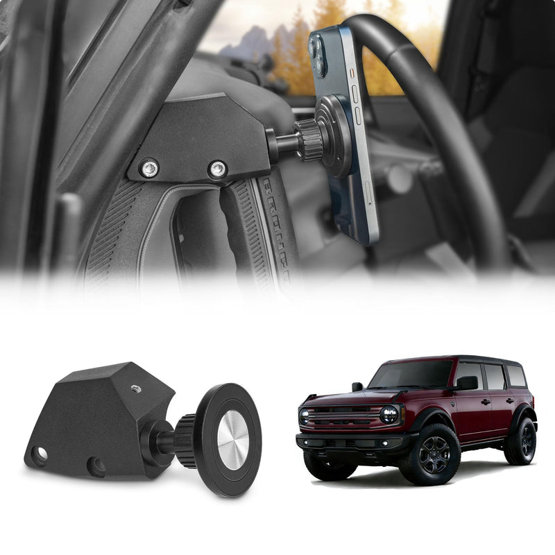 Magnetic Car Phone Mount for 2021–2025 Ford Bronco Accessories, Grab Handle Mount Phone Holder, 360° Rotating Magnetic Car Phone Holder, Driver Side (Not for Bronco Sport) Magnetic Mount
