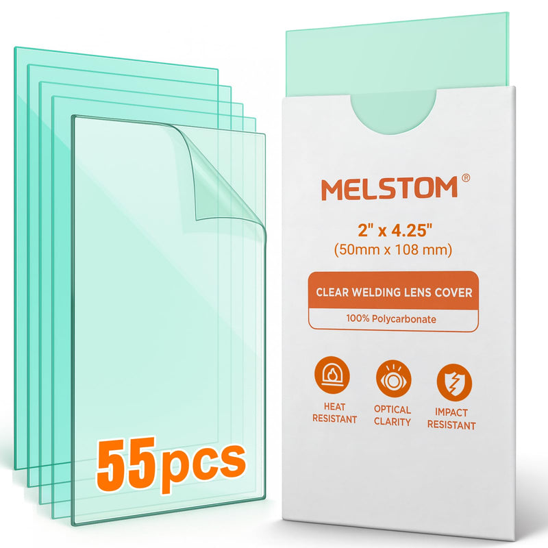 [AUSTRALIA] - 55 Pack 2 x4.25 inches Clear Welding Lenses, 0.04" Thick Replacement 2x4 Welding Lens, Welding Hood Clear Lenses for Most Standard Size Helmets 