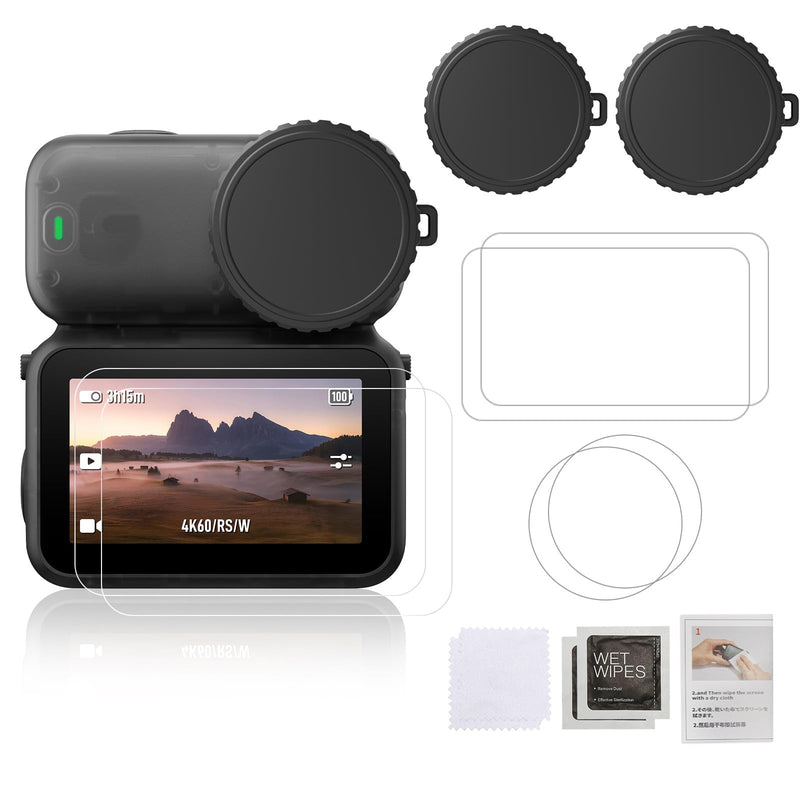 [AUSTRALIA] - Camera Protection Kit for DJI OSMO NANO-2 Packs Screen Tempered Glass + 2 Packs PC Lens Protector + Silicone Lens Cap - Anti-Scratch High Transparency Camera Accessories for OSMO NANO 