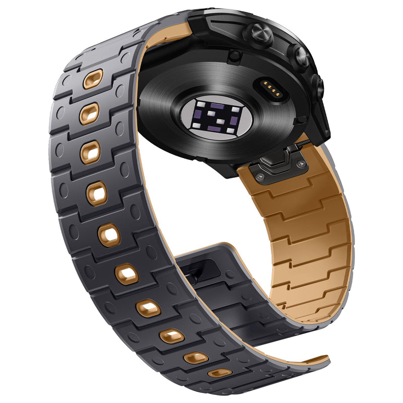 Bandletic Sport Magnetic Band Compatible with Garmin Watch Quick Fit 22mm | Sport Silicone Strong Magnets Straps for Fenix 8 E 47mm/7 6 Pro/5 Plus/Instinct 3/2/Forerunner970/Approach S70/Epix/Quatix 8 AnthraciteGray-Ochre