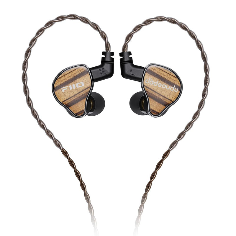 FiiO JH13 Hybrid HiFi IEMs – 1DD + 2BA Drivers, Entry-Level Audiophile in-Ear Headphones with Wooden Faceplate & Detachable 0.78mm 2-Pin Cable (Transparent Black) Transparent black
