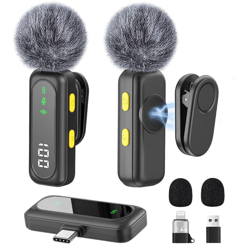 [AUSTRALIA] - Wireless Lavalier Microphone for iPhone Mini Mic Android/Tablet/PC Video Recording Clip-on Mics with Rotatable Clip&Denoise Recording, Ideal for Vlog Tiktok Youtube Podcast Content Creator 