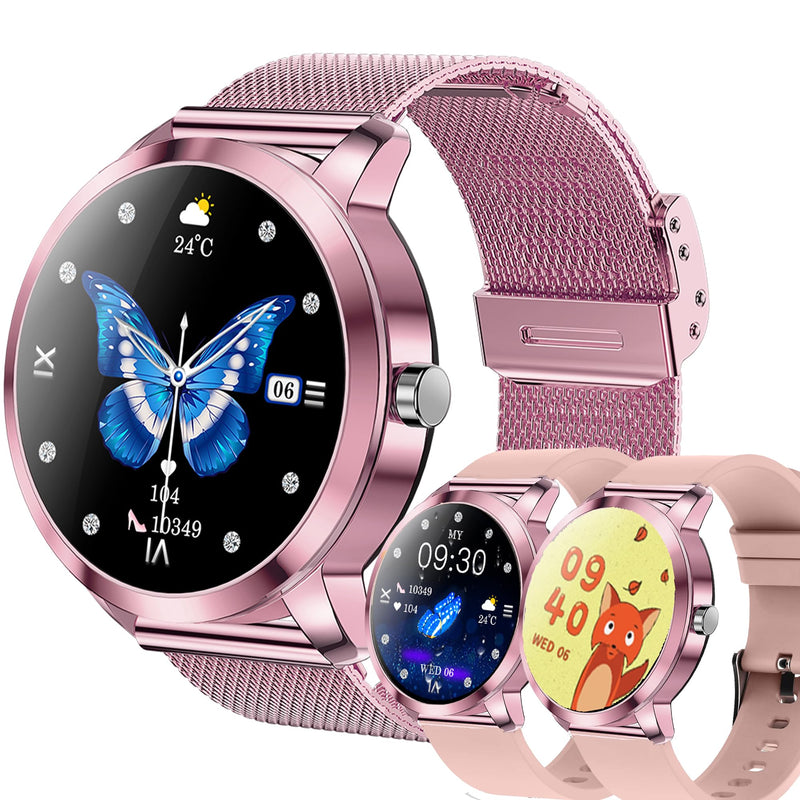 Smart Watch (Answer/Make Calls) for Women, 1.27" AMOLED Smartwatch for Android iPhone, Activity Tracker with Blood Pressure Heart Rate Sleep SpO2 Monitor, 100+ Sports IP68 Fitness Tracker (Pink) Pink