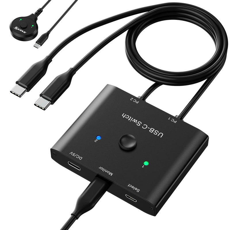 USB C Switch,Bi-Directional USB C Switcher 2 Computers,MLEEDA USB Type C KVM Switch 8K@60Hz 4K@120Hz Video/10Gbps Data Transfer/100W Charging,Compatible with Thunderbolt Device,USB-C Cables Included black 6 cm USB C Switch