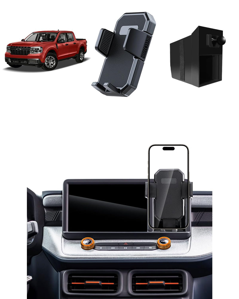 PZK Cubby Insert Auto Lock Car Phone Holder for Ford Maverick 2022-2024 | One Button Release Car Phone Mount With Stroage Box Trunk Dash Mount Hands Free 360° Rotation for Maverick Truck Ford Maverick 2022-2024（Cubby Insert Box)