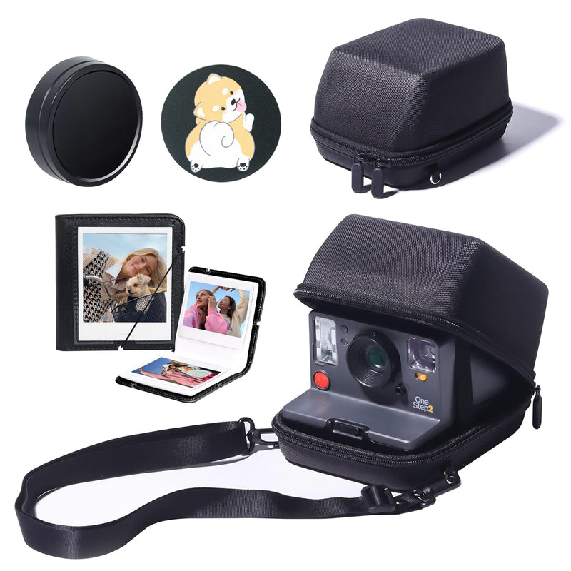 [AUSTRALIA] - WOGOZAN Camera Case Kit for Polaroid Now 2nd/3rd, Now+ Gen 2/3rd, I-Type, OneStep, FILP, Instant Camera, Protective Case with Lens Cap and Lens Cover Sticker, 28 Photo Album (Black) (No Camera) Black 