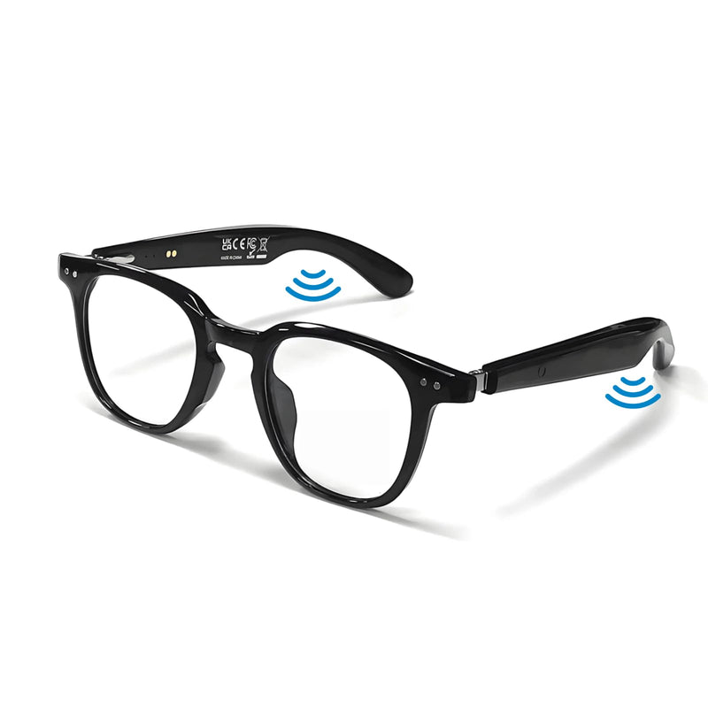 Smart Bluetooth Glasses, Sunglasses with UV and Blue Light Protection, AI Real-time Translation with 140 Languages, Touch Control, Music & Call for Athletic/Outdoor, Unisex (Black) Black