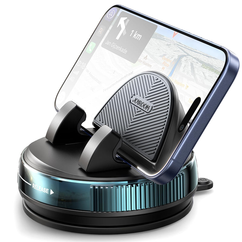 JOYROOM Car Phone Mount, [360° Rotation+Thick Case Friendly] Cell Phone Car Holder with Adjustable Spring Clip, Anti-Slip Silicone Universal Dashboard phone holder for Car for iPhone, Smartphones, GPS Blue
