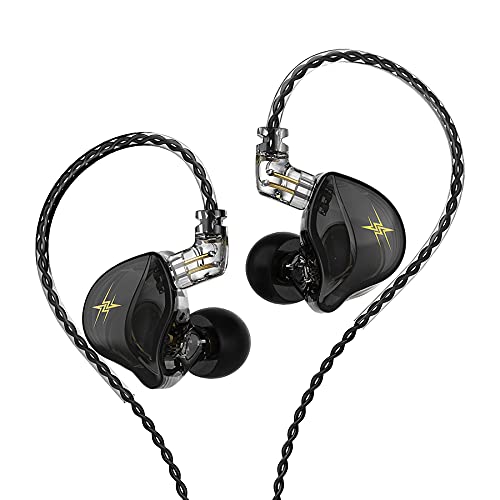 KASOTT QKZ ZXT in Ear Monitor Headphones, Wired Earphones Stereo Bass, HiFi Wired Earbuds, Dynamic Dual Driver Gaming Earbuds with Detachable Cable for Musicians, Singer (Black) Black