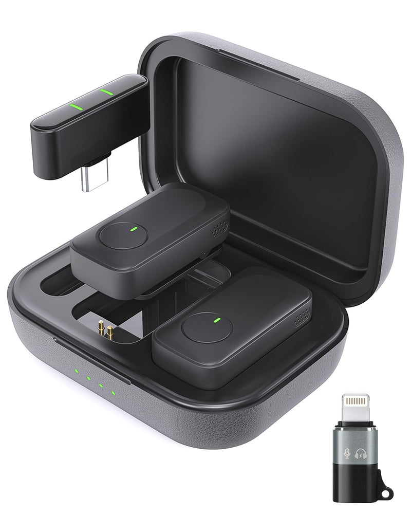[AUSTRALIA] - Wireless Lavalier Microphone for iPhone/Android Phone/Laptop/PC, Mini Lapel Mic with 50H Battery Life Charging Case, 100FT Range and Noise Reduction, for Video Recording, Streaming, TikTok 