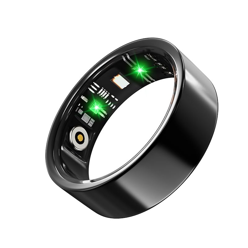 2026 Smart Ring for Men and Women, Fitness/Sleep/Blood Pressure/Heart Rate Tracker, IP68 Waterproof Smart Ring Fitness Tracker, Available for iOS and Android, No Subscription Fee. (Black （Size 10）-1)